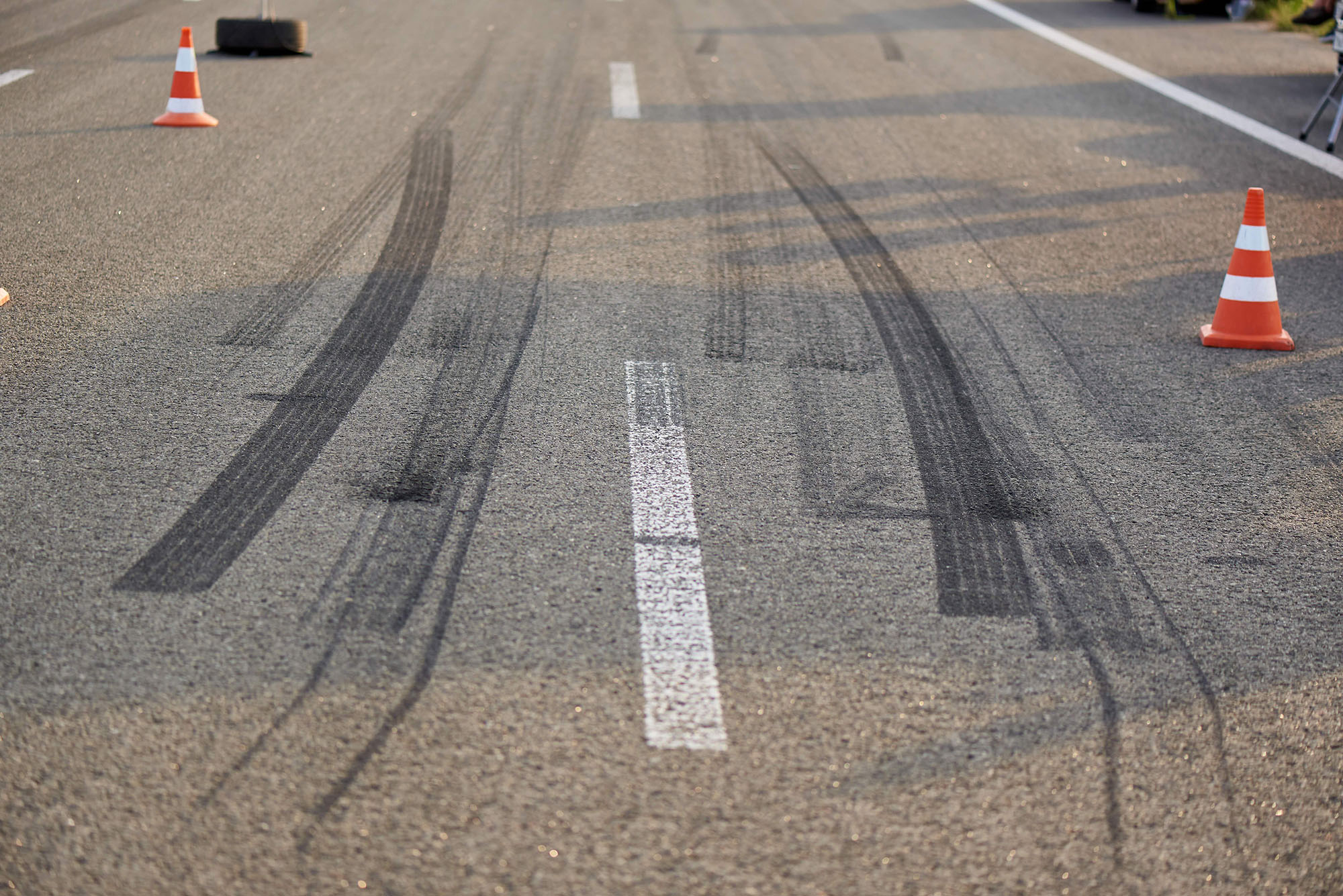 Picture of skid marks on race track